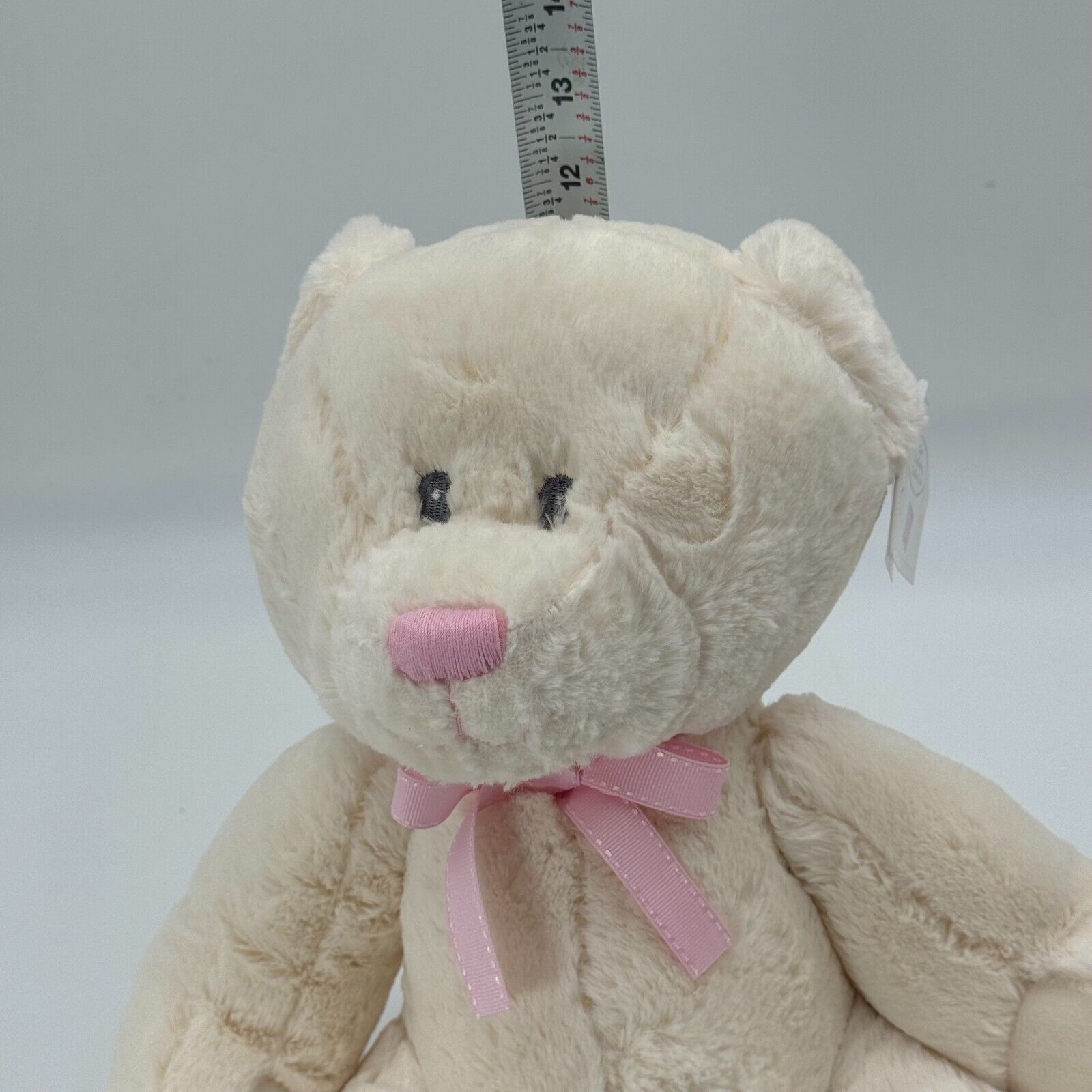 Russ Baby Lullaby Collection 11in Soft Plush Teddy Bear White With Pink Bow NWT