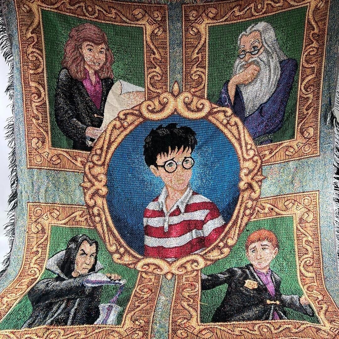 Harry Potter Rare Vintage Tapestry Throw Sorcerers Stone Book Art 100% Acrylic