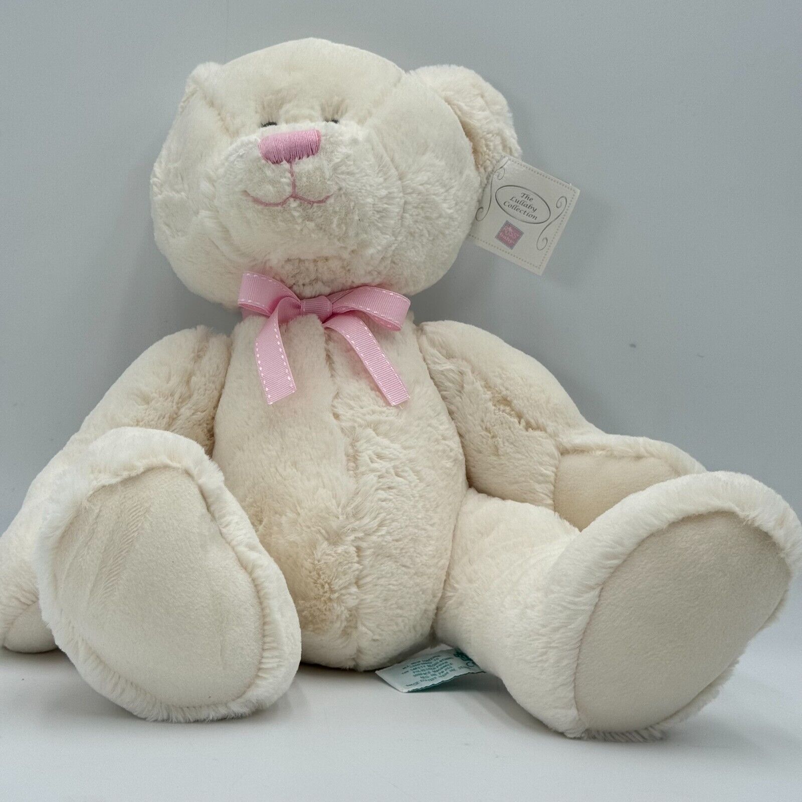 Russ Baby Lullaby Collection 11in Soft Plush Teddy Bear White With Pink Bow NWT