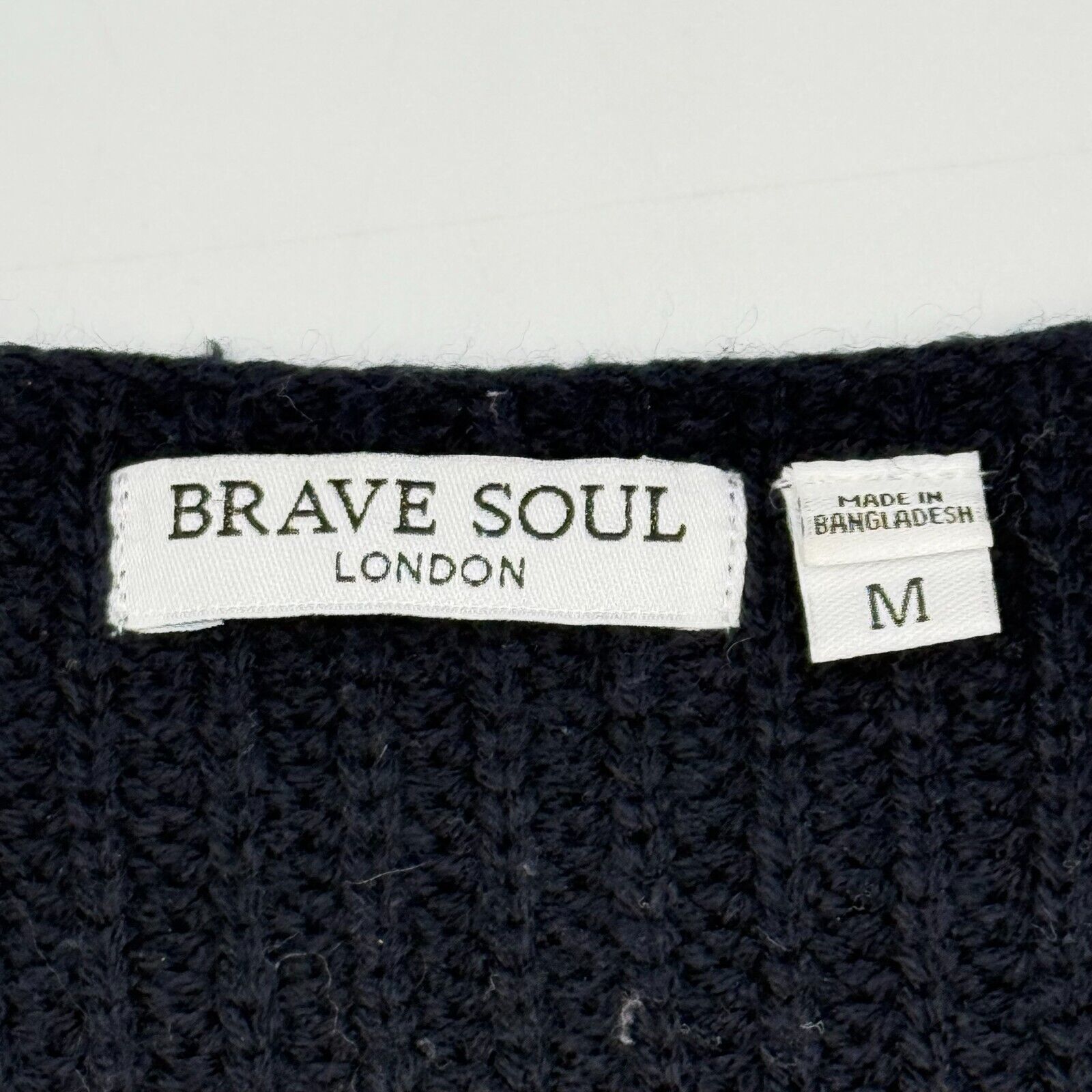 Brave Soul London Knit Pullover Sweater Navy Blue White Stripes Womens Size M