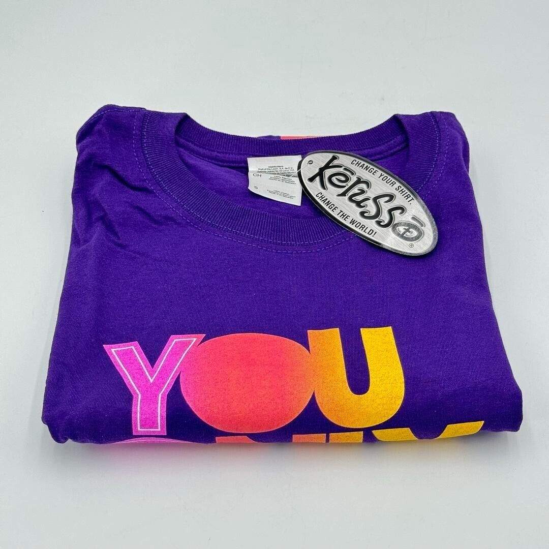 Kerusso "You Only Live Forever" Crewneck Christian T-Shirt Purple Neon Unisex S