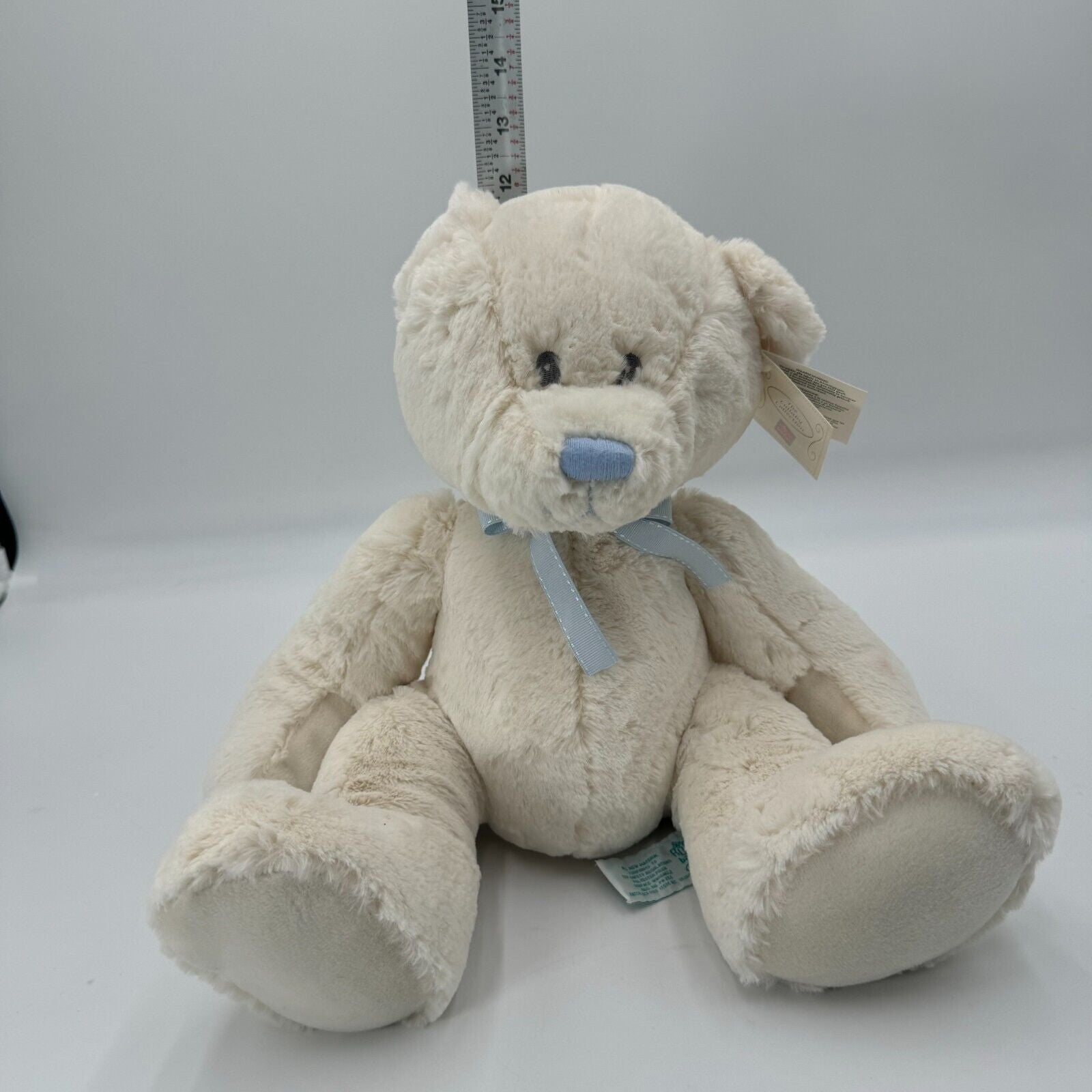 Russ Baby Lullaby Collection 11in Soft Plush Teddy Bear White Blue Bow NWT