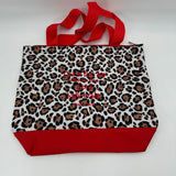 Leopard Print & Red Large Tote Bag with Mathching Coin Purse Zippered Psalm NWT