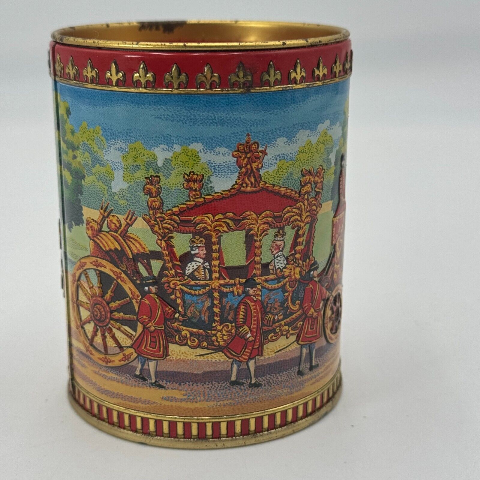 Vintage Buckingham Palace Jelly Bean Tin Money Bank 1990s Red Coat Britain