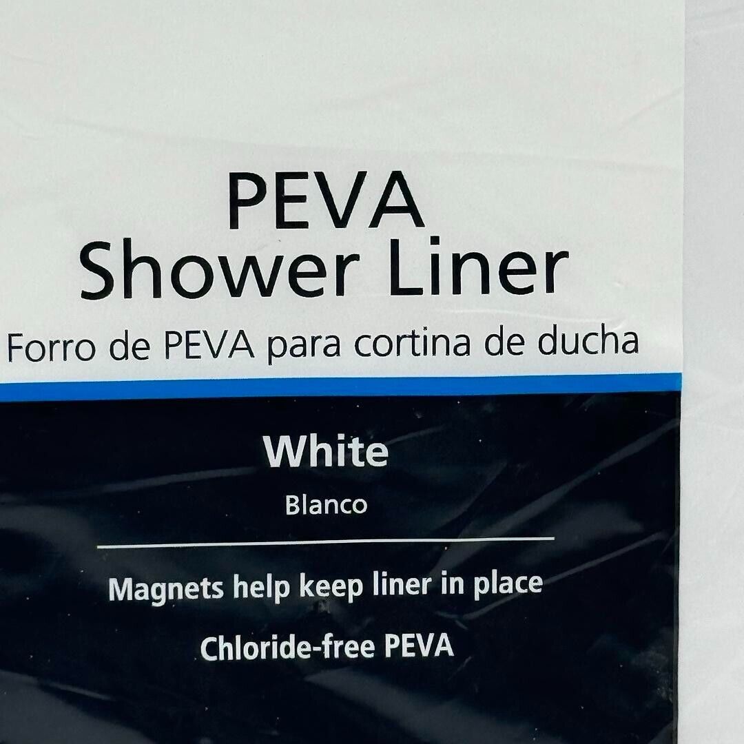 Mainstays PEVA Shower Liner White Light Weight Magnets 70W 71L New In Package