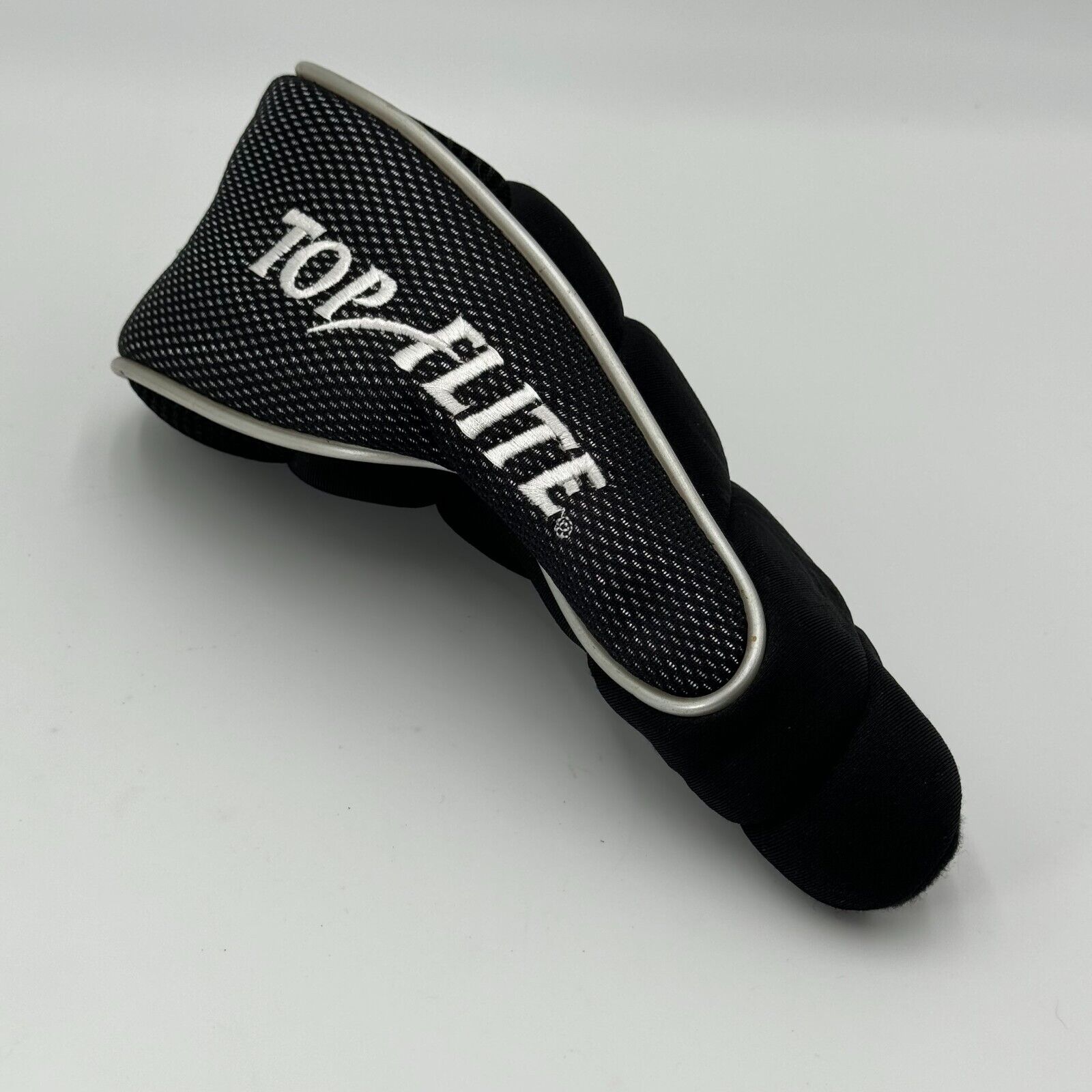 Top Flite 3 Wood Golf Club Driver Head Cover Black White Embroidered Logo Zipper