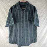 Croft & Barrow Green Tan Checkered Button Up Short Sleeve Shirt Men L