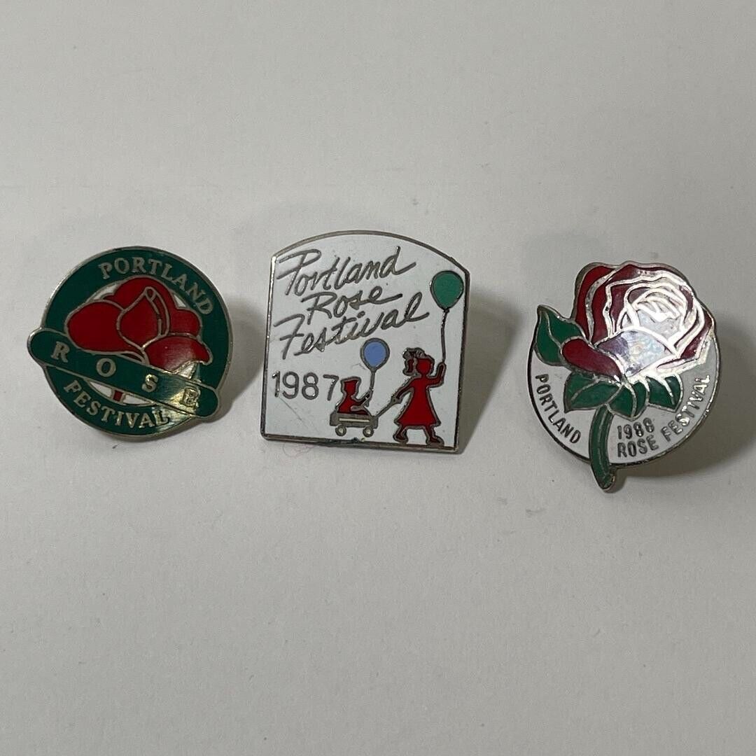 ‘86, ‘87, ‘88 Portland Rose Festival Collectors Pins - Lot of 3 Portland Oregon