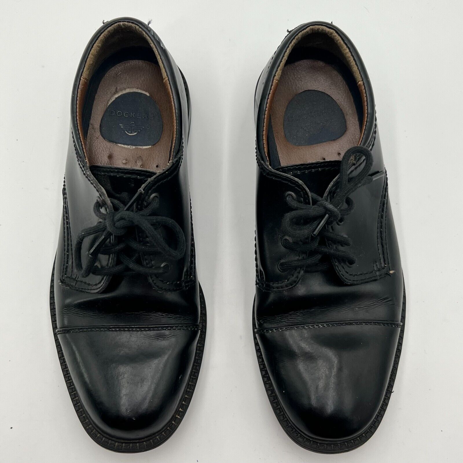 Dockers Black Leather Oxford Style Cap Toe Dress Shoes Black Mens Size 9