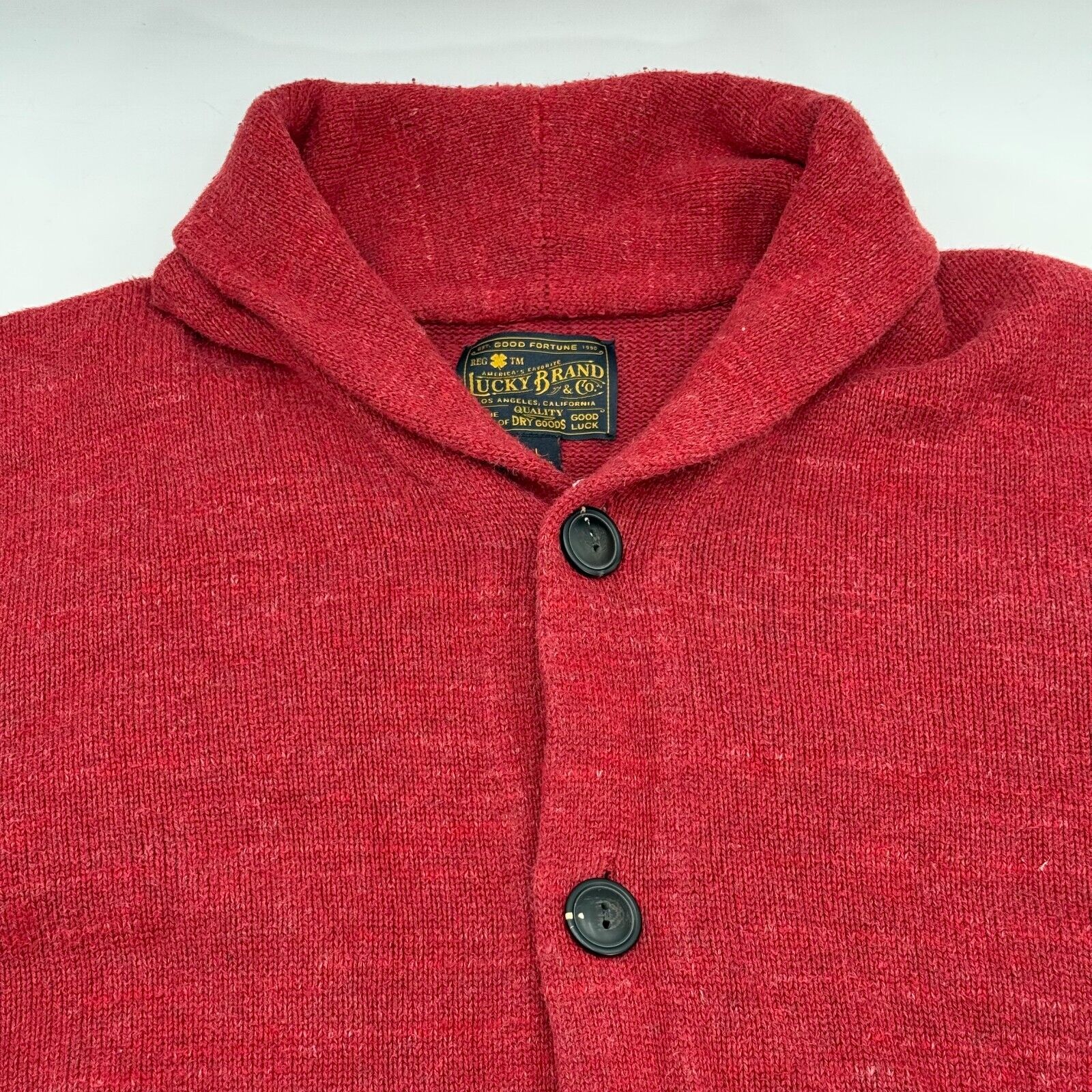 Lucky Brand Mens Hotrod Legalize Freedom Shawl Sweater Cardigan Red Size M