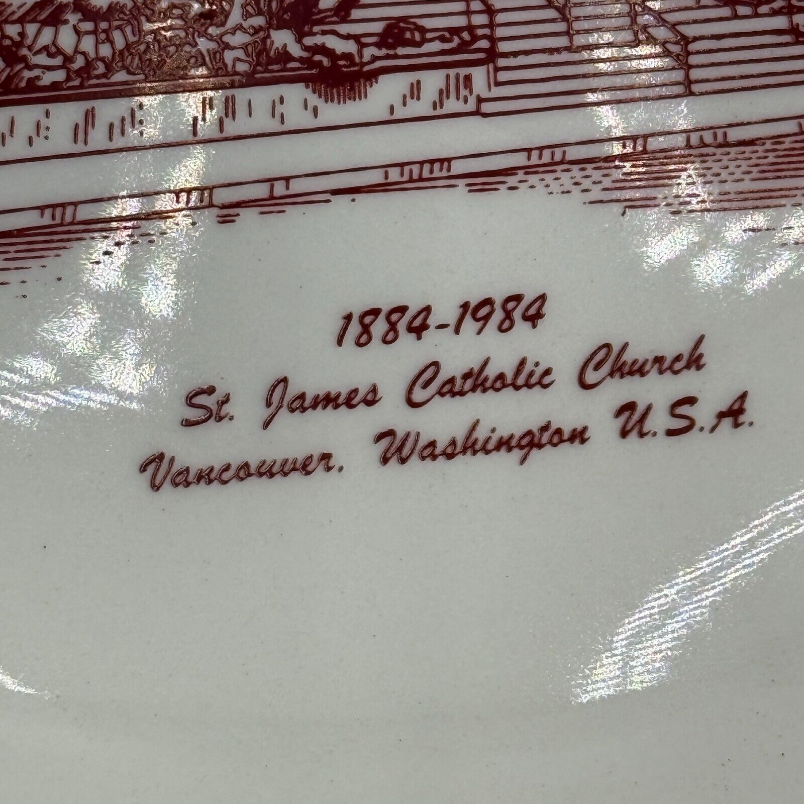 1884-1984 St. James Catholic Church Fort Vancouwer WA USA 8" Art Plate 50/250