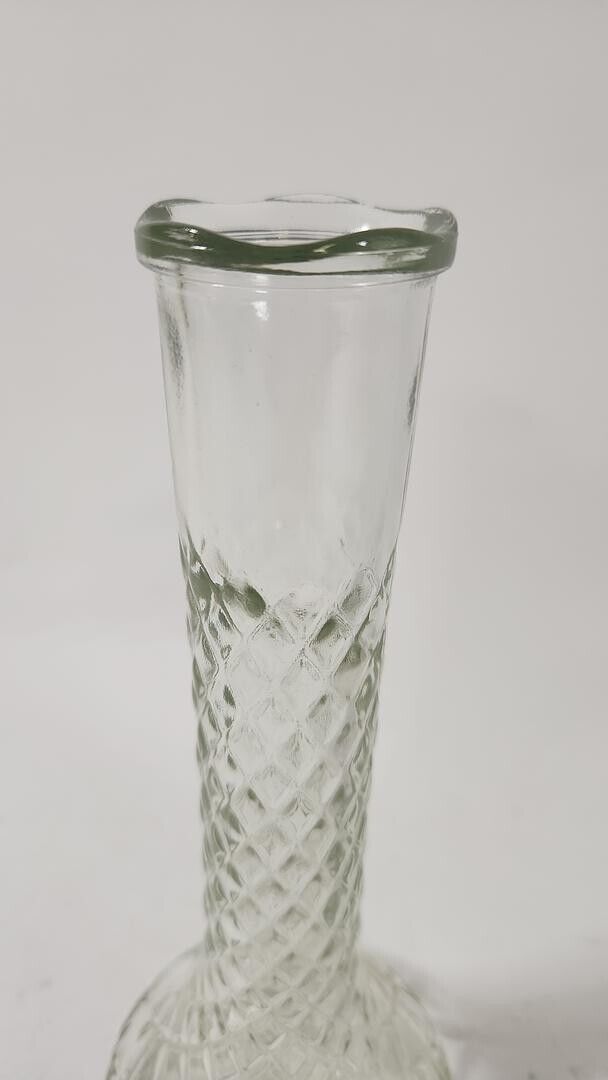 Vintage 9" Diamond Pattern Glass Vase