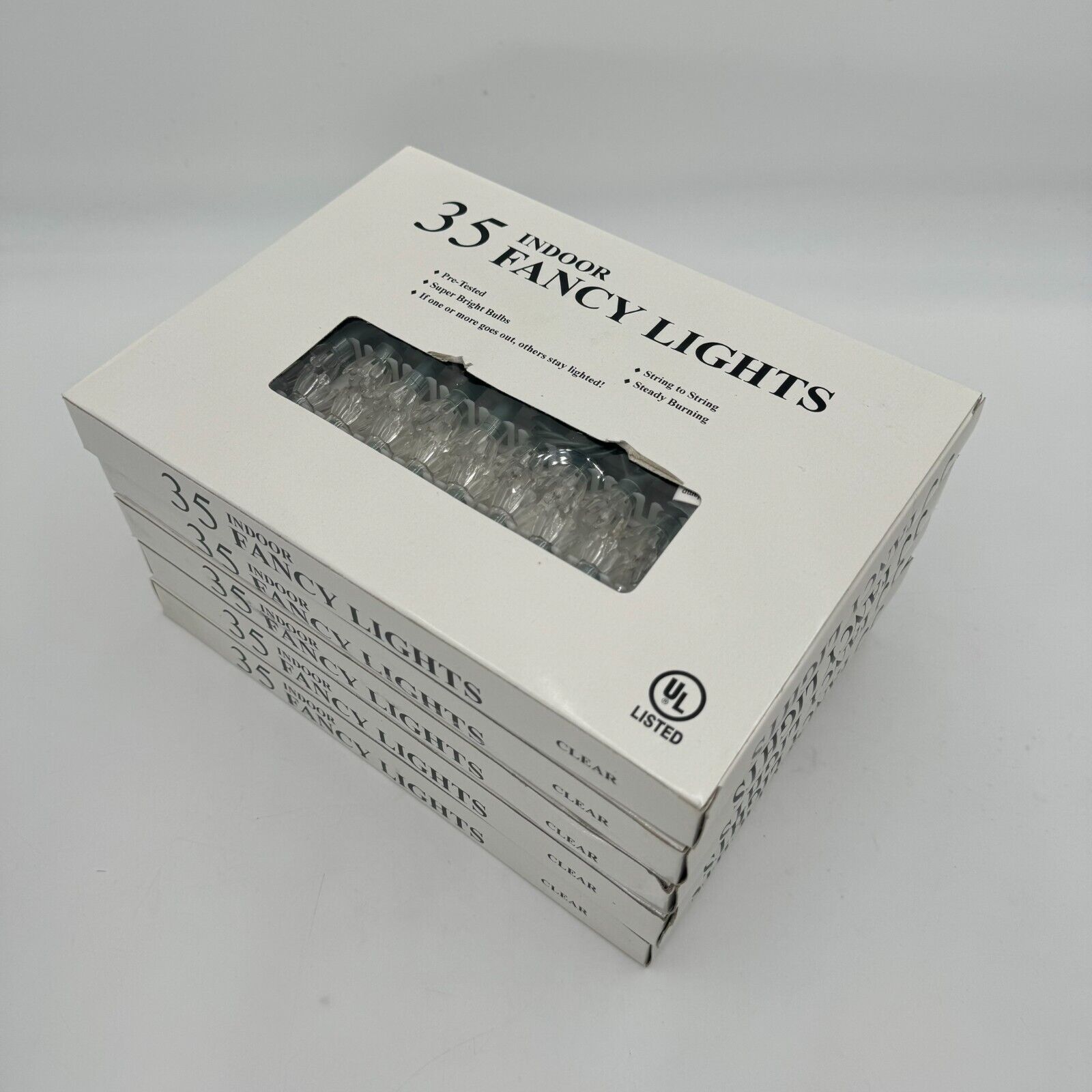 5 Sets of 35 (175 total) Indoor Fancy Clear Warm Lights 21ft Cord NIB