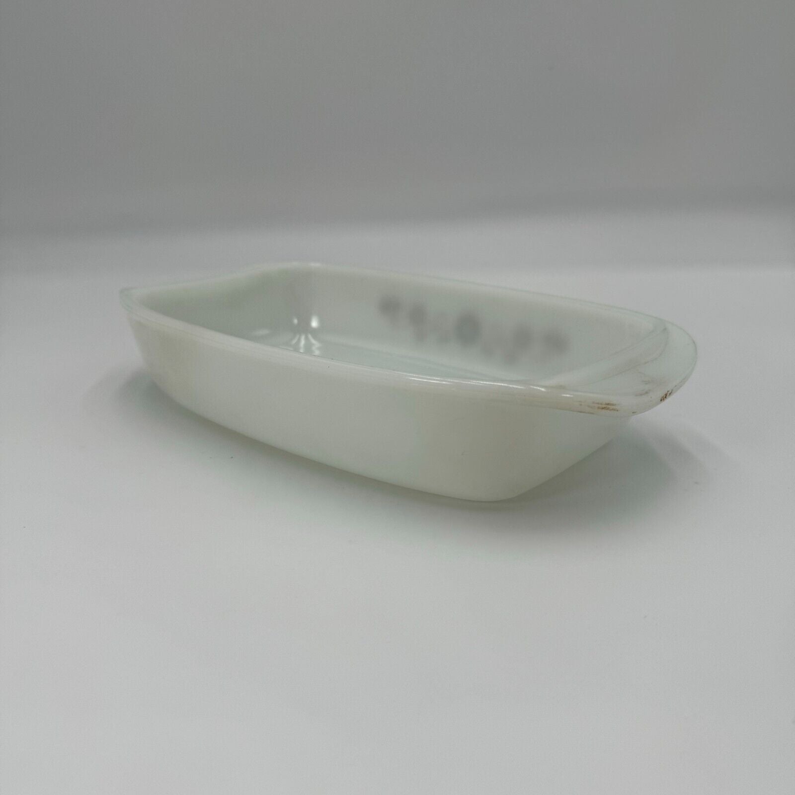 Vintage Dynaware Pyr-O-Rey Milk Glass Casserole Dish Brown Daisy Flower 9x6