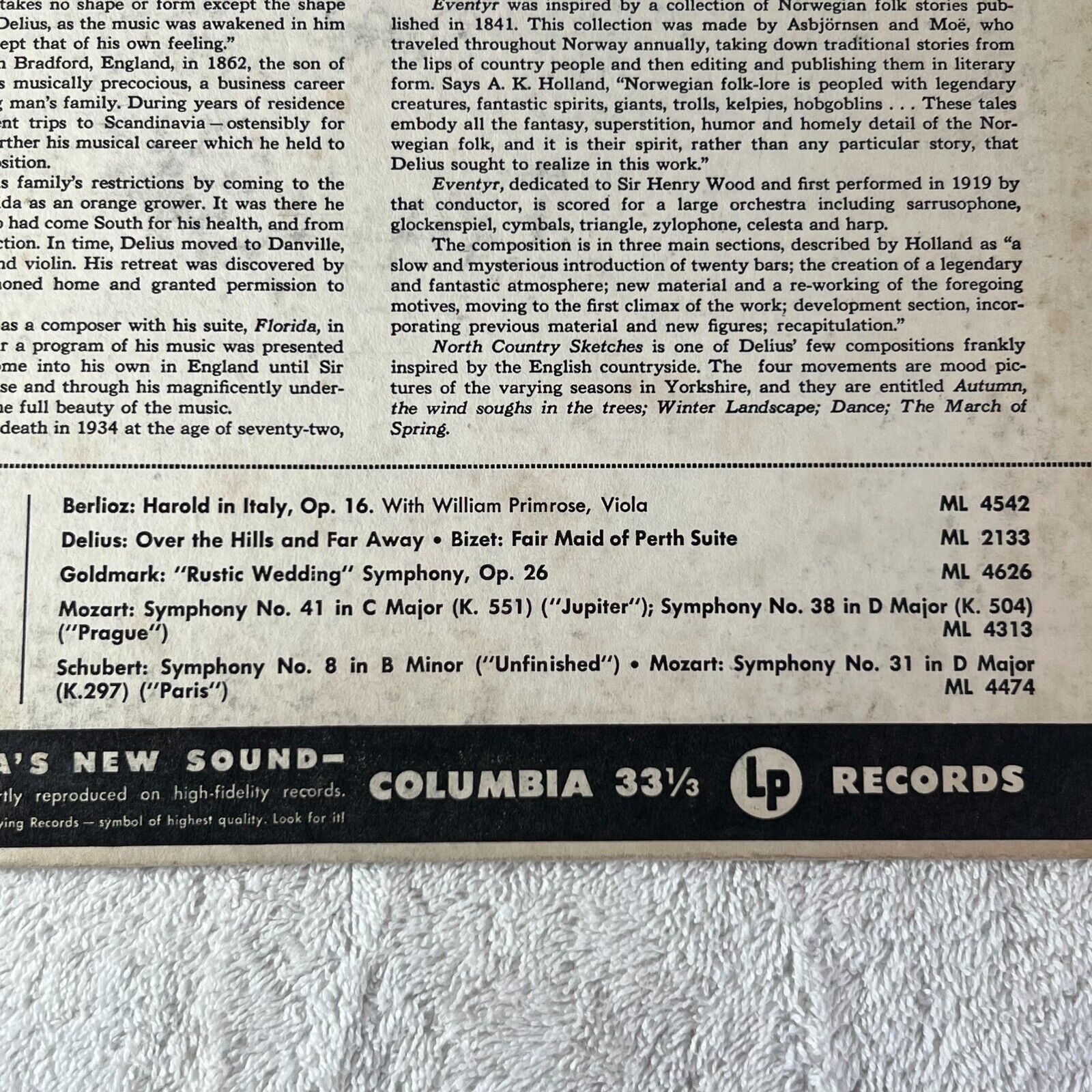 Delius Eventyr & North Country Sketches Vinyl LP Columbia Records