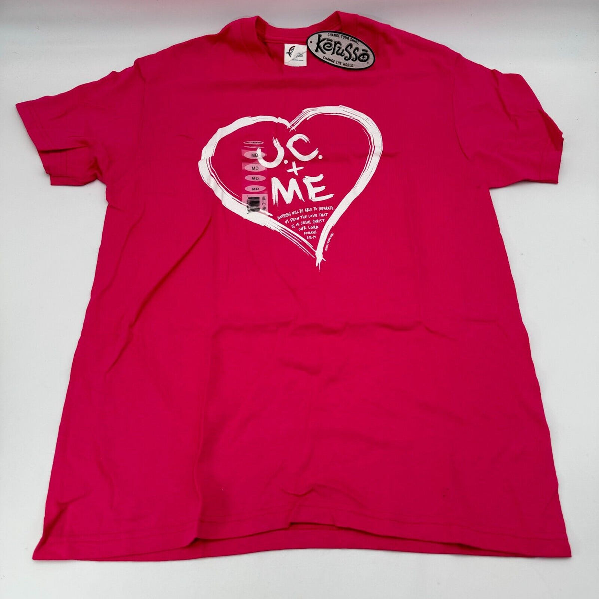 Kerusso Pink Heart Jesus + Me Romans 8,38-39 Christian T-Shirt Adult Size M NWT