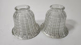 Pair of Vintage Pearl/Light Glass Ribbed Lamp Shades - 2" Base
