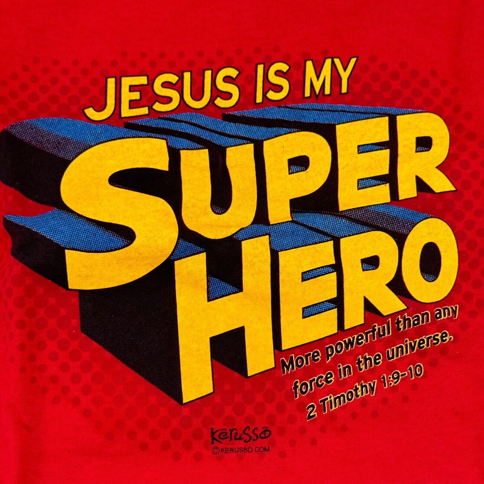 Kerusso Red Jesus My Super Hero 2 Timothy 1:9-10 Toddler T-Shirt Size 31 NWT