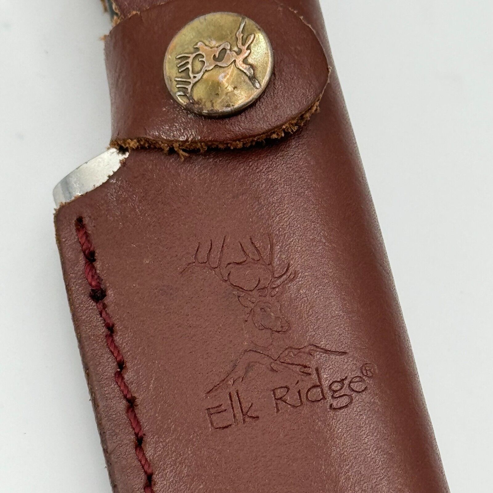 ELK RIDGE Fixed Blade Knife with Leather Sheath ER-200-24BR