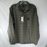 Arrow USA 1851 Polo Shirt Top Button Olive Green Brown Grid Mens Size Small NWT