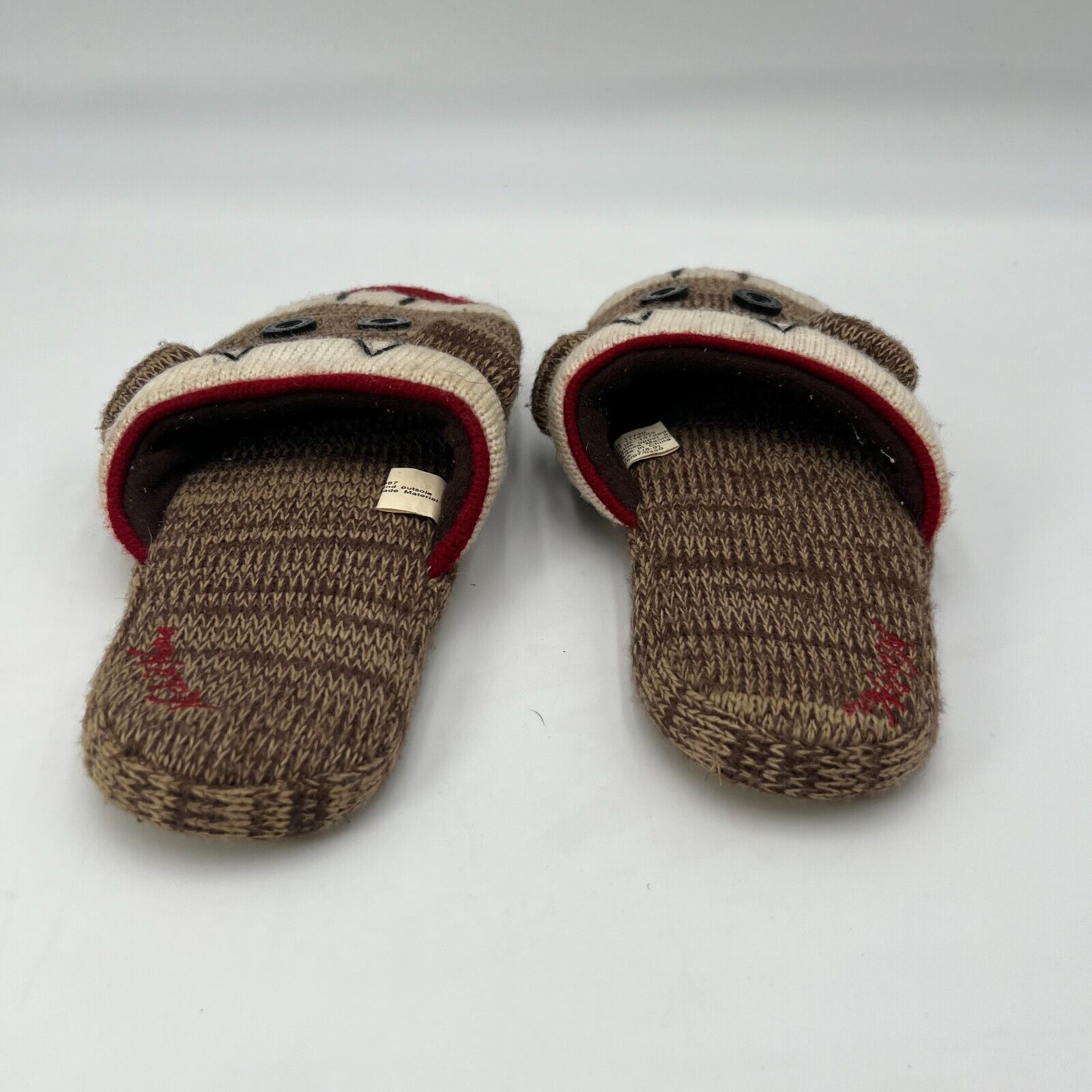 Nick & Nora Sock Monkey Slip on House Sleepwear Slippers Rubber Sole Size L 8-9