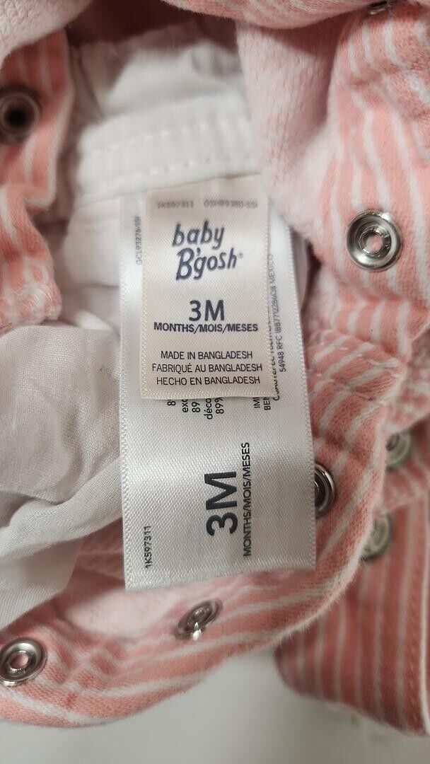 Oshkosh Baby B'gosh Pink & White Hickory Stripe Overalls Size 3 Months