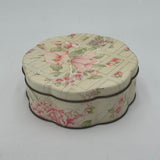 Avon Talcum Powder Puff Pink Tin W/ Scalloped Edges & Blossoms Design Original