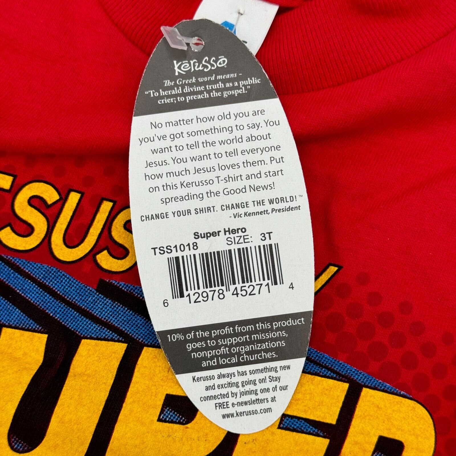 Kerusso Red Jesus My Super Hero 2 Timothy 1:9-10 Toddler T-Shirt Size 31 NWT