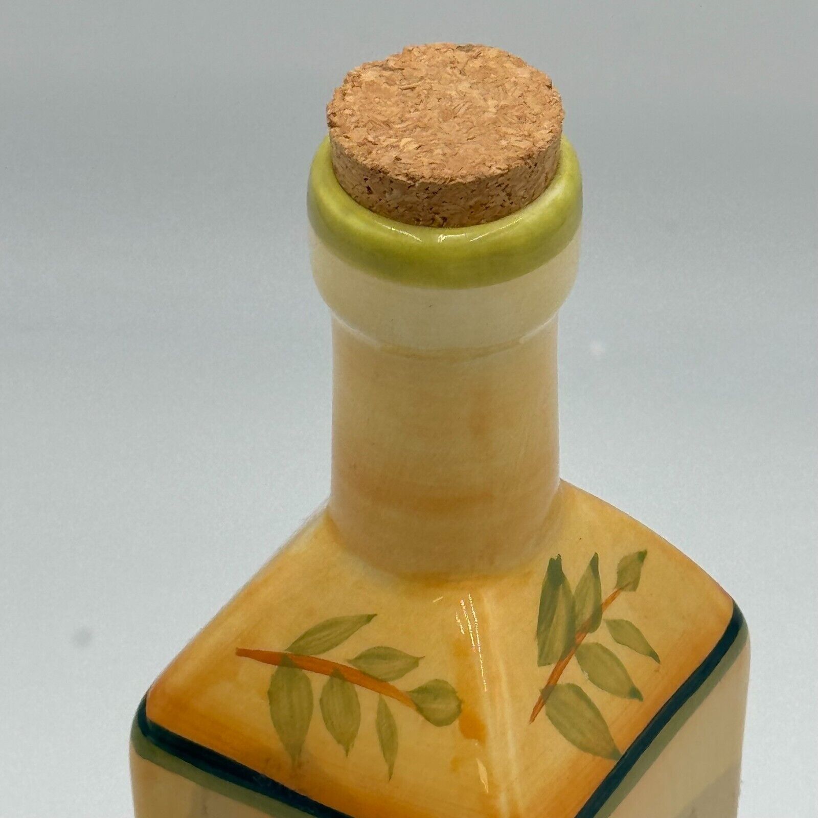 11in Corked Decorative Square Ceramic Bottle Yellow Rooster Kitchen Decor Cork