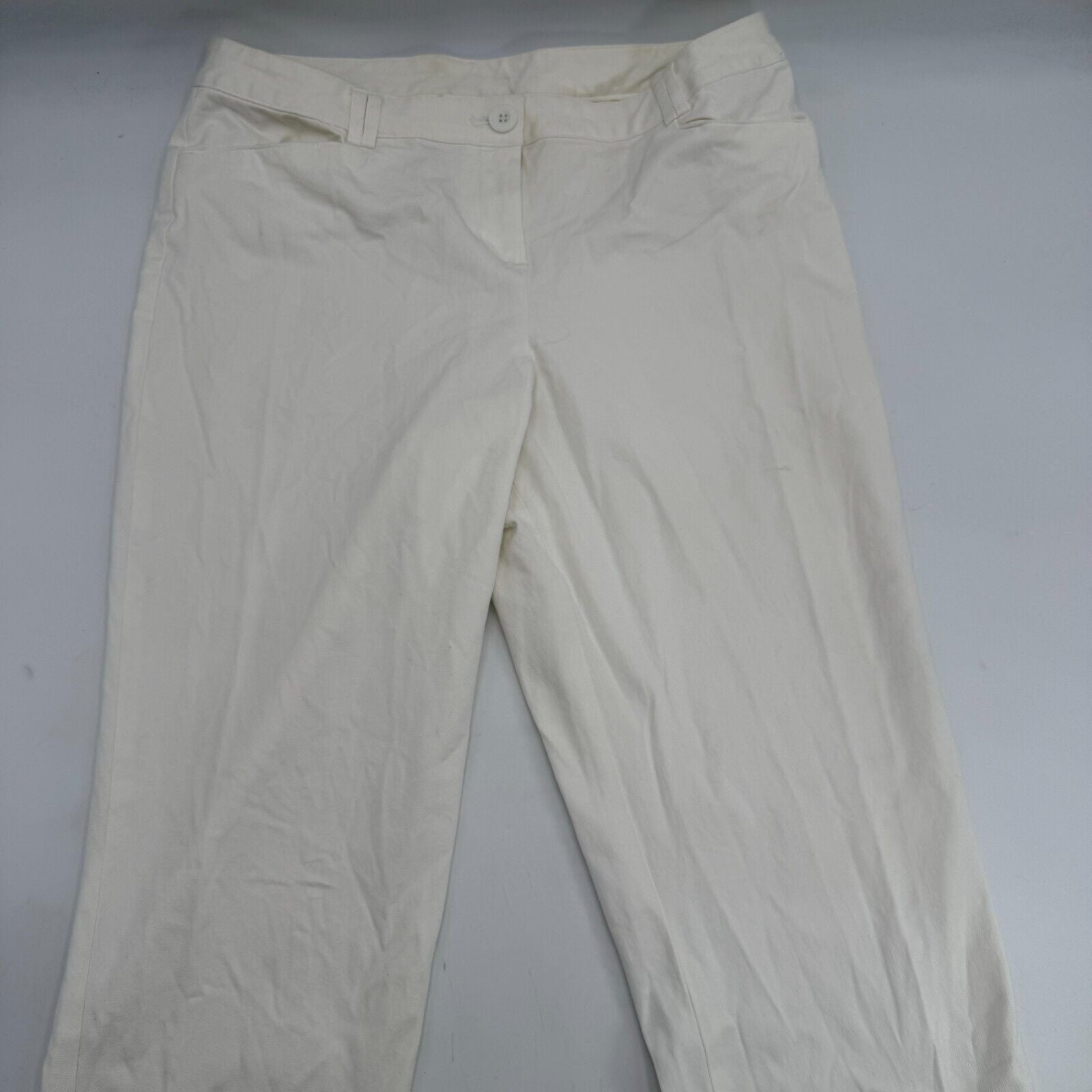 Lane Bryant Womens Skinny Stretch Cotton Pants White Preppy Minimalist Size 14