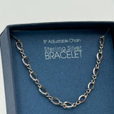 Bob Siemon Designs Sterling Silver Fancy Curb Bracelet 8in Adjustable Chain