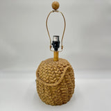 Vintage Rope Knot Design Carved Wood Plug in Lamp Tested Works No Shade 19”