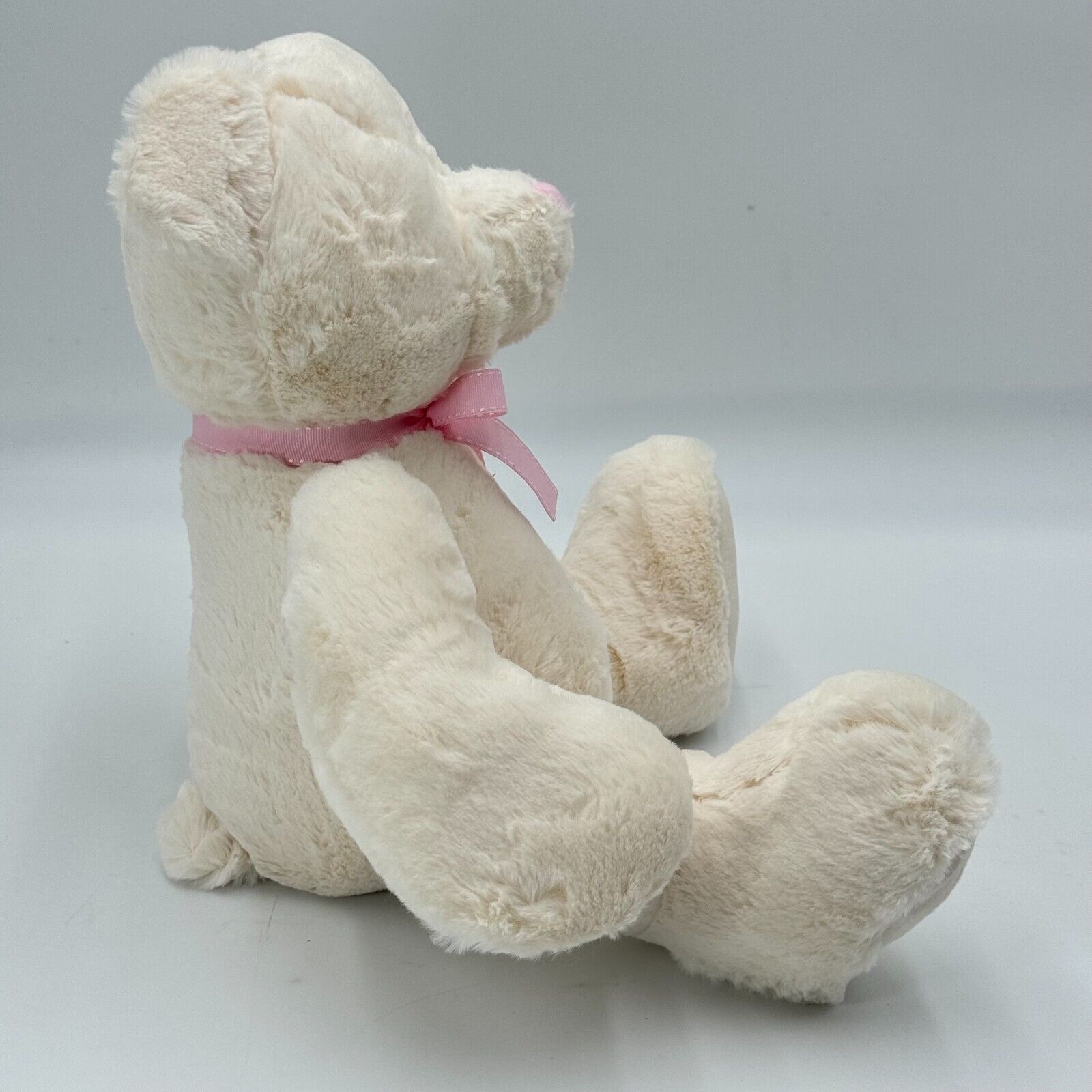 Russ Baby Lullaby Collection 11in Soft Plush Teddy Bear White With Pink Bow NWT