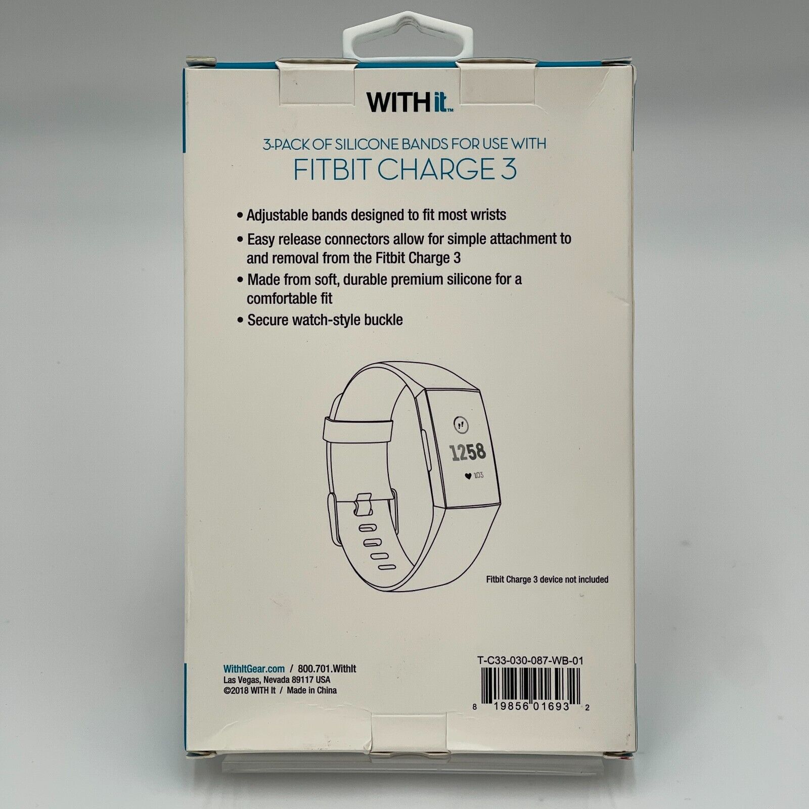 WITHit Replacement Band Compatible with Fitbit Charge 3 & 4 - 3-Pack
