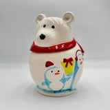 Christmas Teddy Bear  Penguins Cookie Jar Ceramic