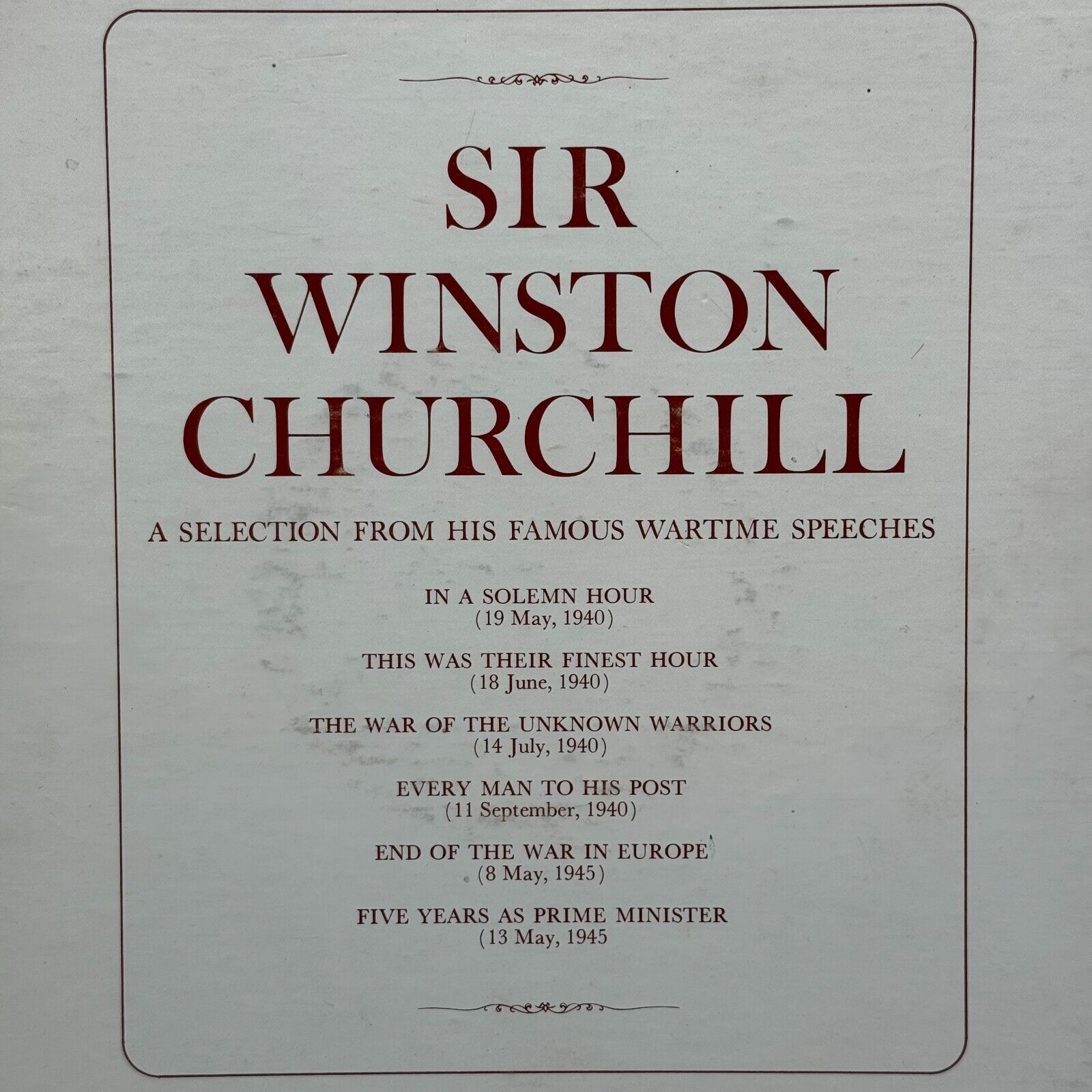 SIR WINSTON CHURCHILL FAMOUS WARTIME SPEECHES 2-record set Capitol Records