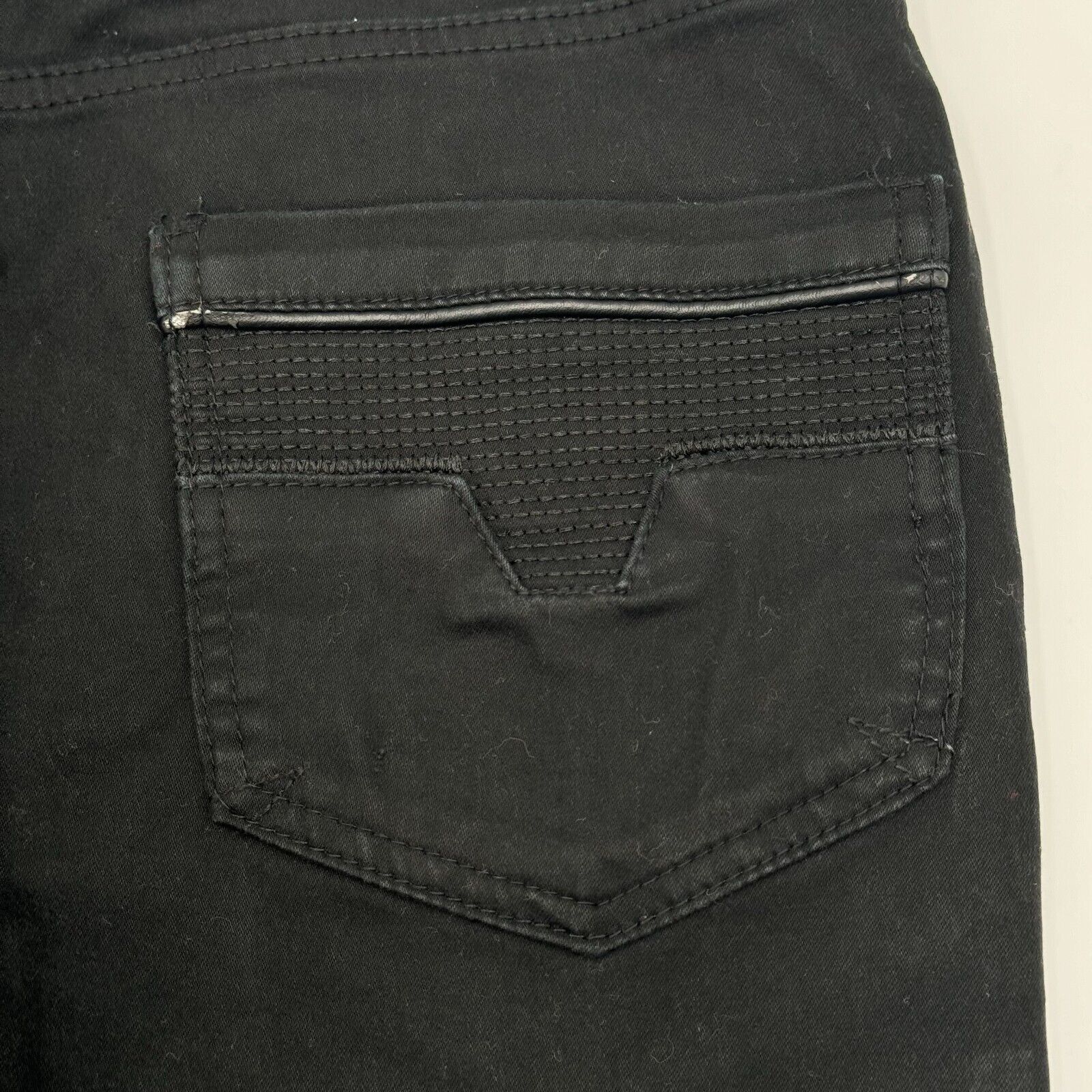Fried Denim Black Slim Fit Streth Jeans Reinforced Knees Mens Size 34x30