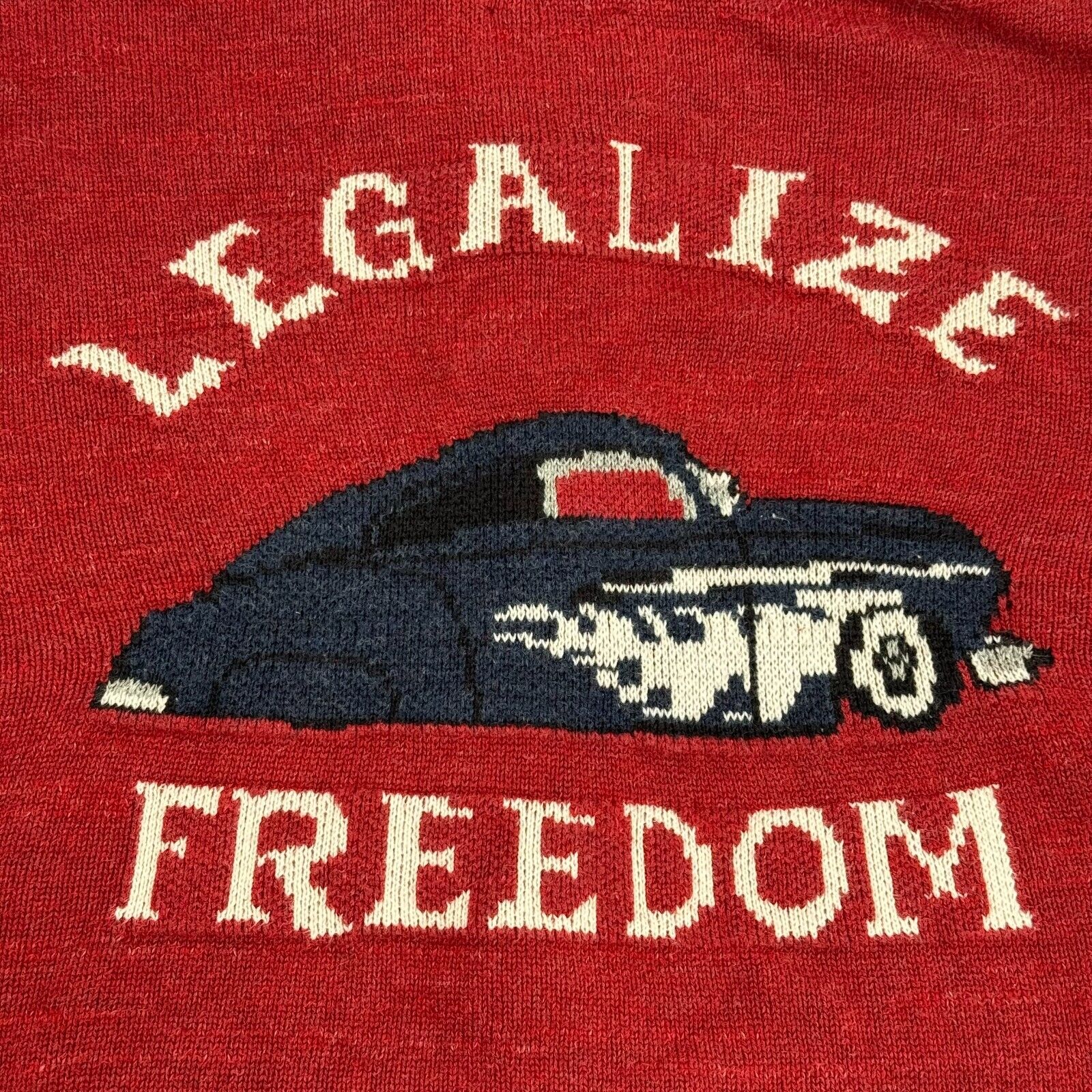 Lucky Brand Mens Hotrod Legalize Freedom Shawl Sweater Cardigan Red Size M