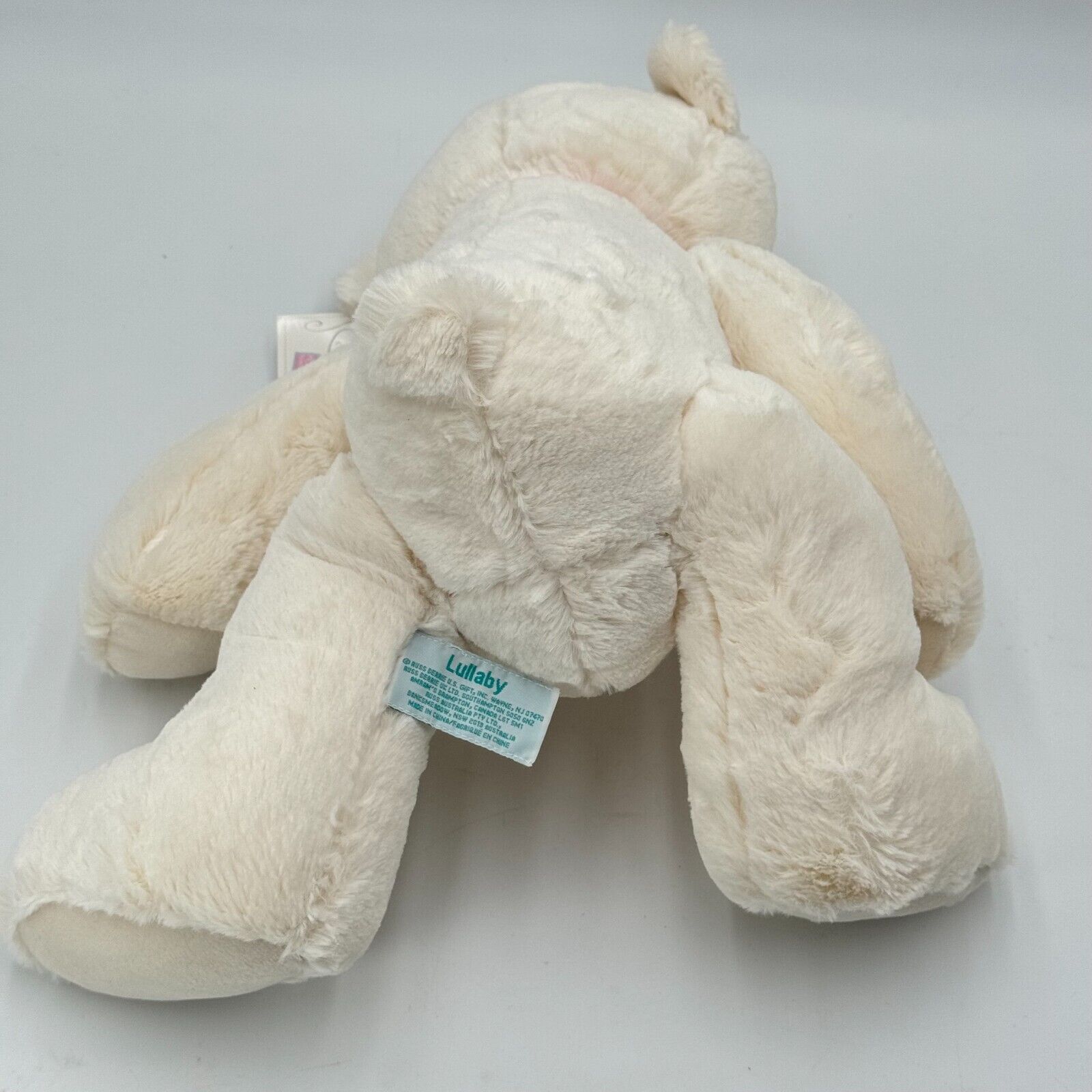 Russ Baby Lullaby Collection 11in Soft Plush Teddy Bear White With Pink Bow NWT