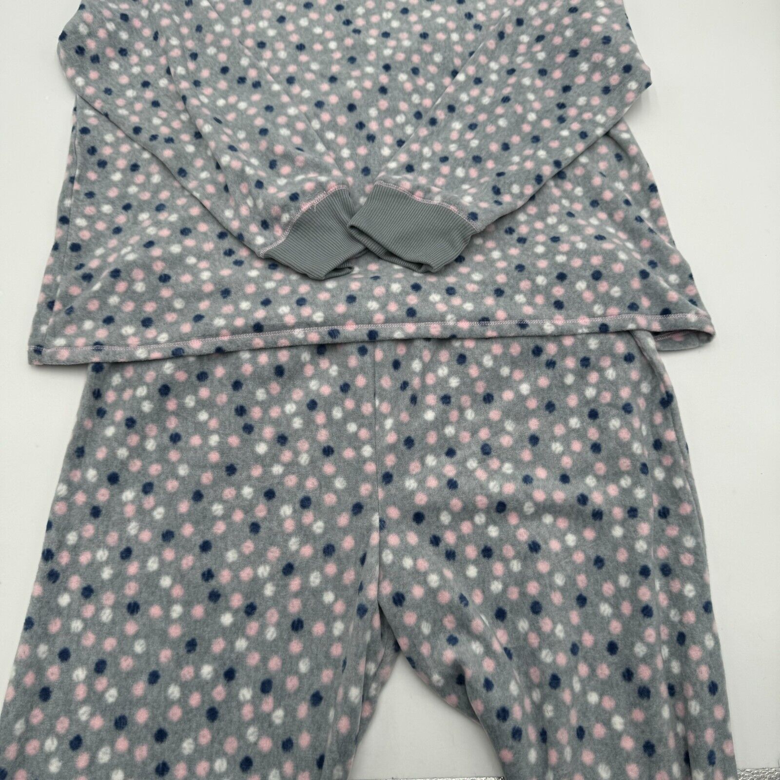 Jaclyn Intimates 2pc Pajama Set Grey Pink Blue Polka Dots Womens Size XL NWT