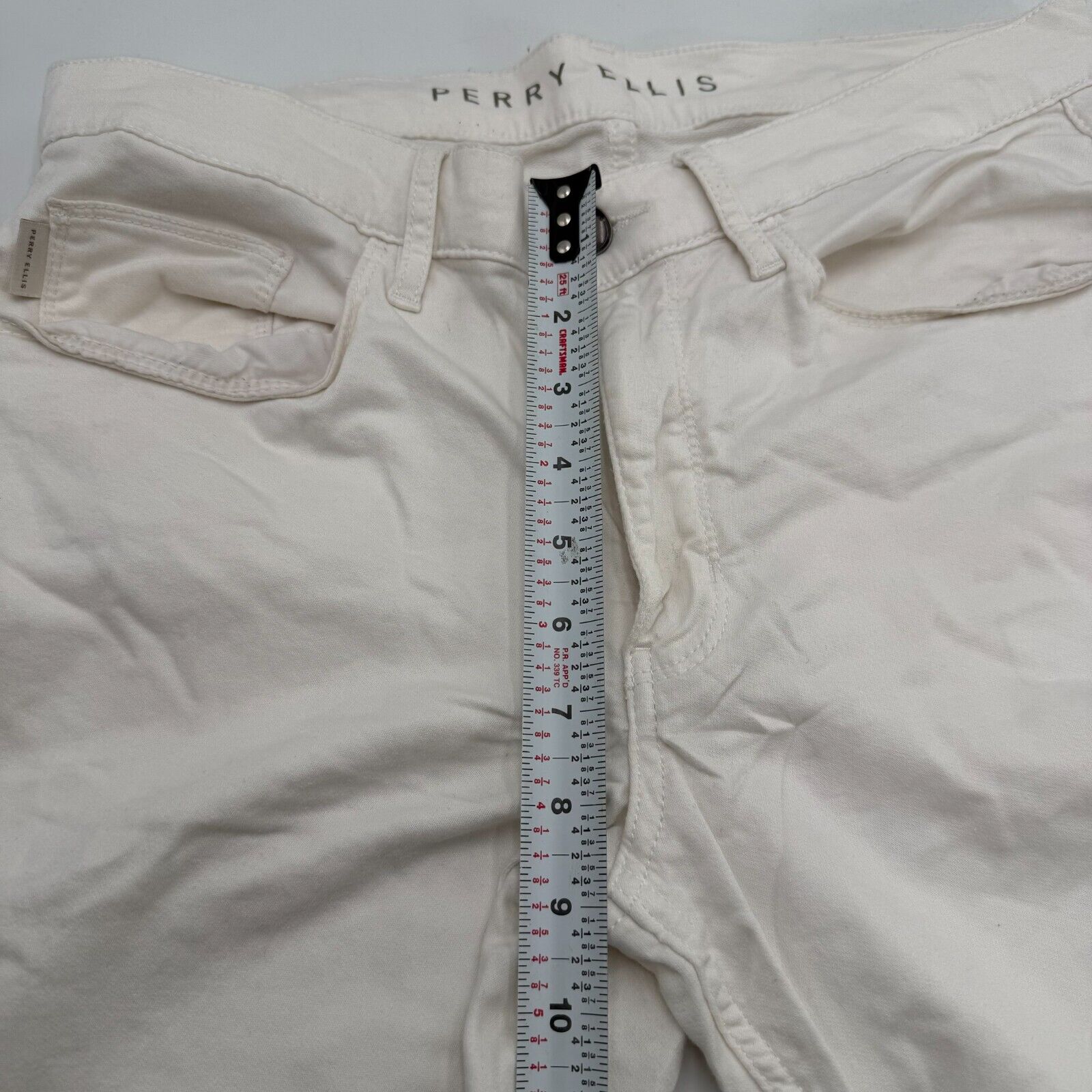 Perry Ellis Very Slim Stretch Jeans White Cotton Pants Size 33x30