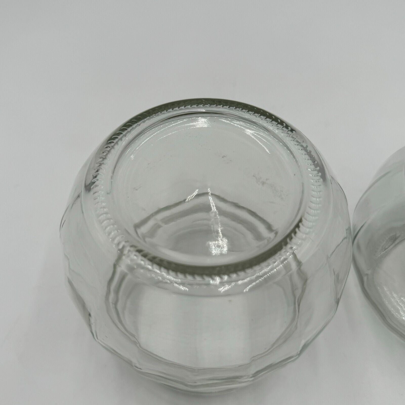 Set of 2 Spherical Clear Airtight Canning Jars With White Plastic Lid Stackable