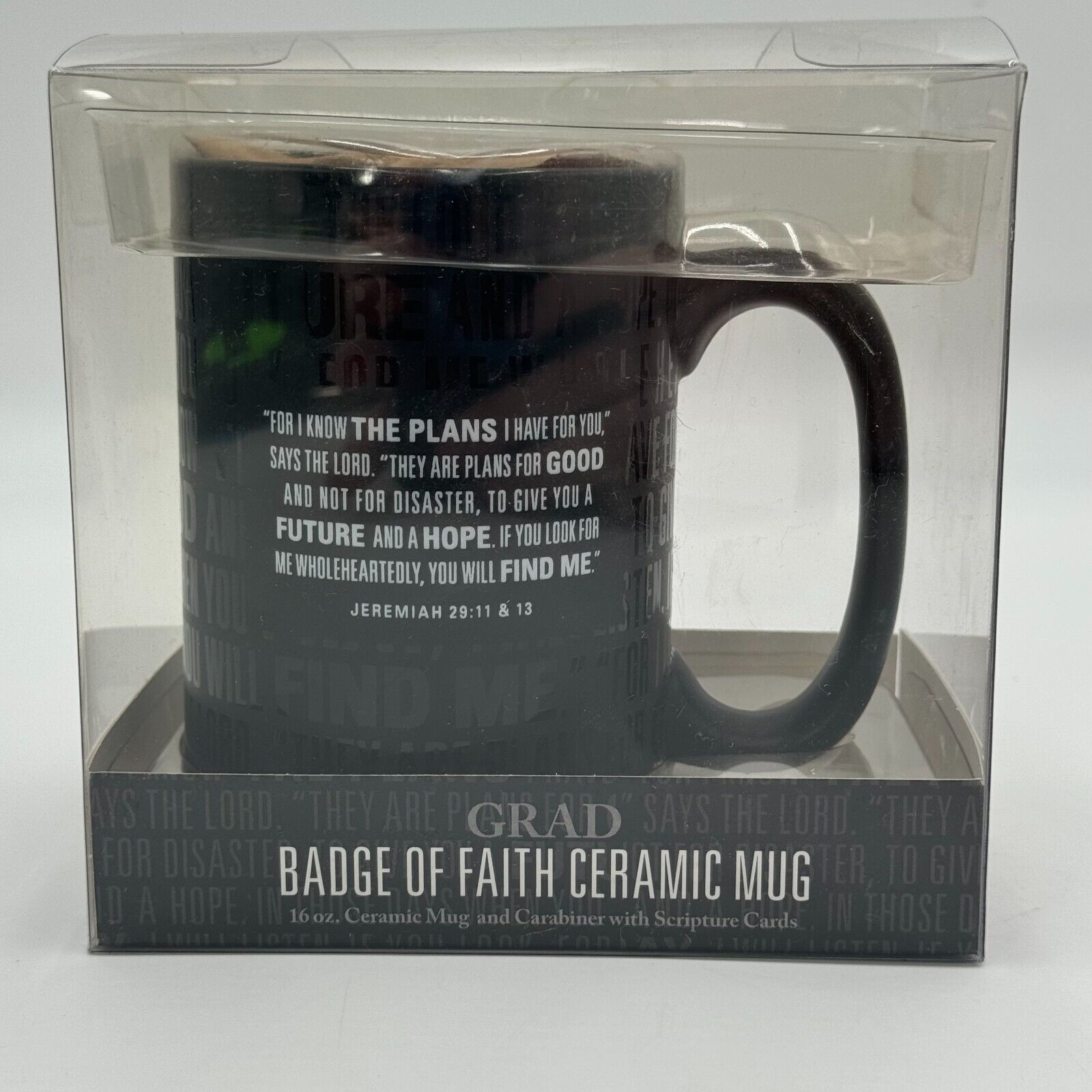 Graduation Gift Grad Badge Faith 16oz Ceramic Mug Dishwasher Microwave Safe NIB