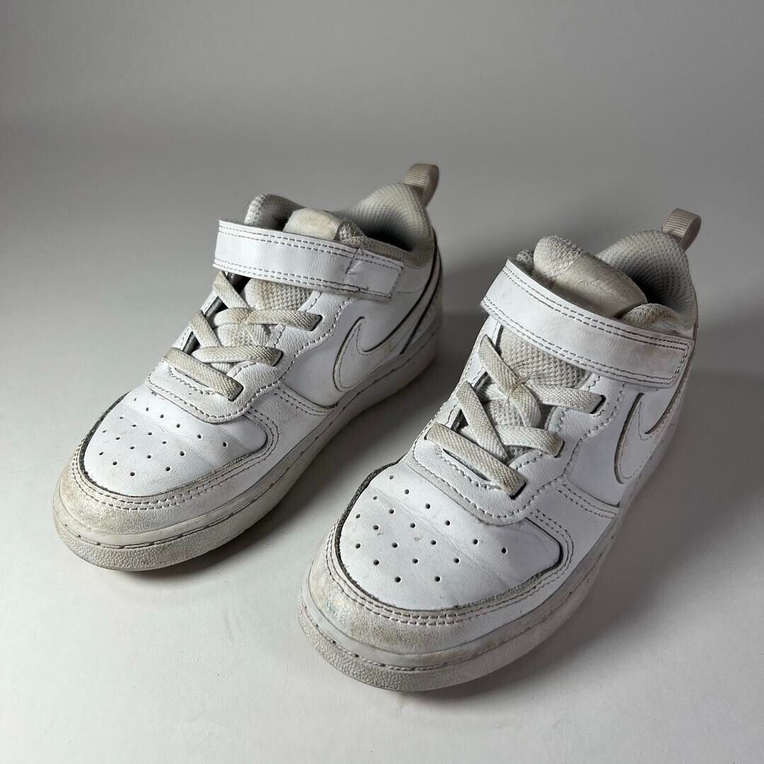Nike Court Borough Low 2 SE Triple White Sneakers Shoes Kids Size 10C BQ5453-100