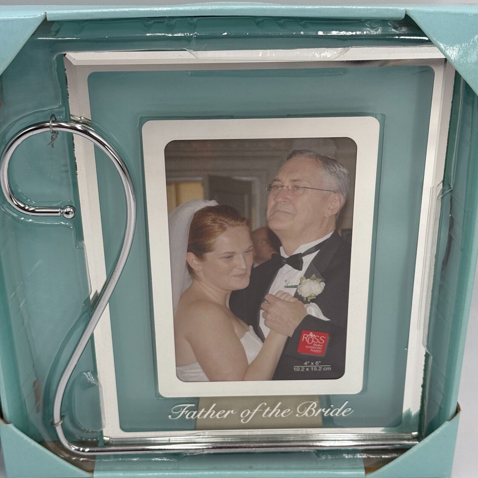 Set of 2 Wedding 4x6 Photo Frames Father Bride Mother Groom Silver Metal & Glass