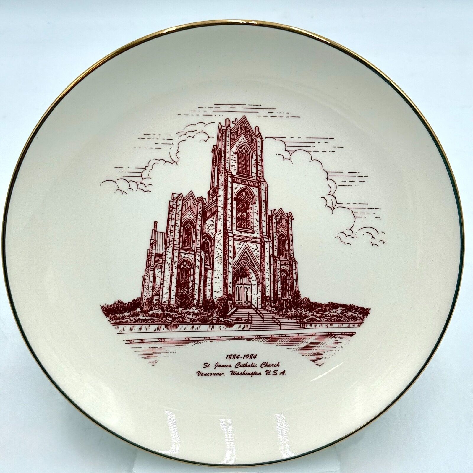 1884-1984 St. James Catholic Church Fort Vancouwer WA USA 8in Art Plate 89/250