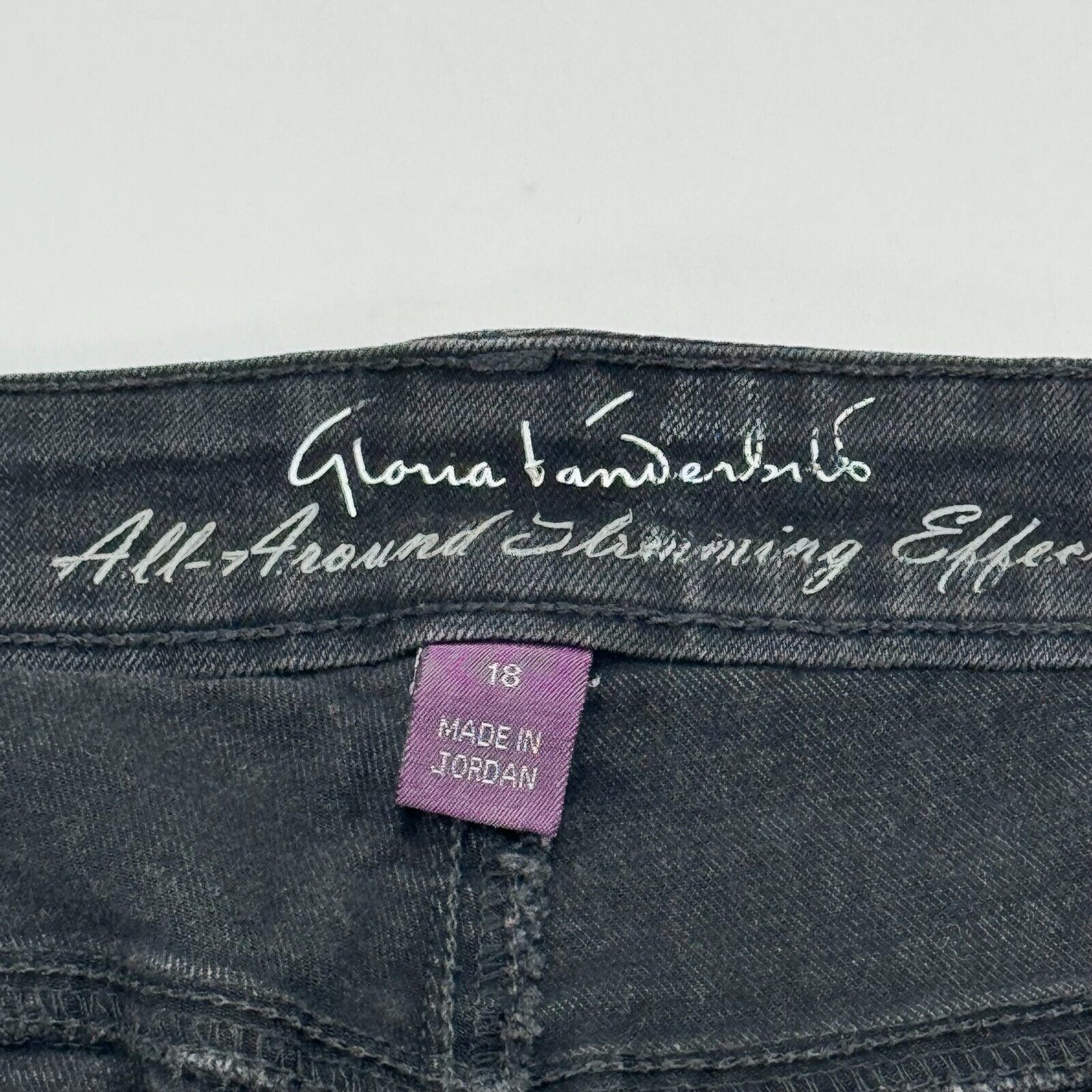 Gloria Vanderbilt Womens Rail Straight Regular Fit Jeans Black Denim Size 18