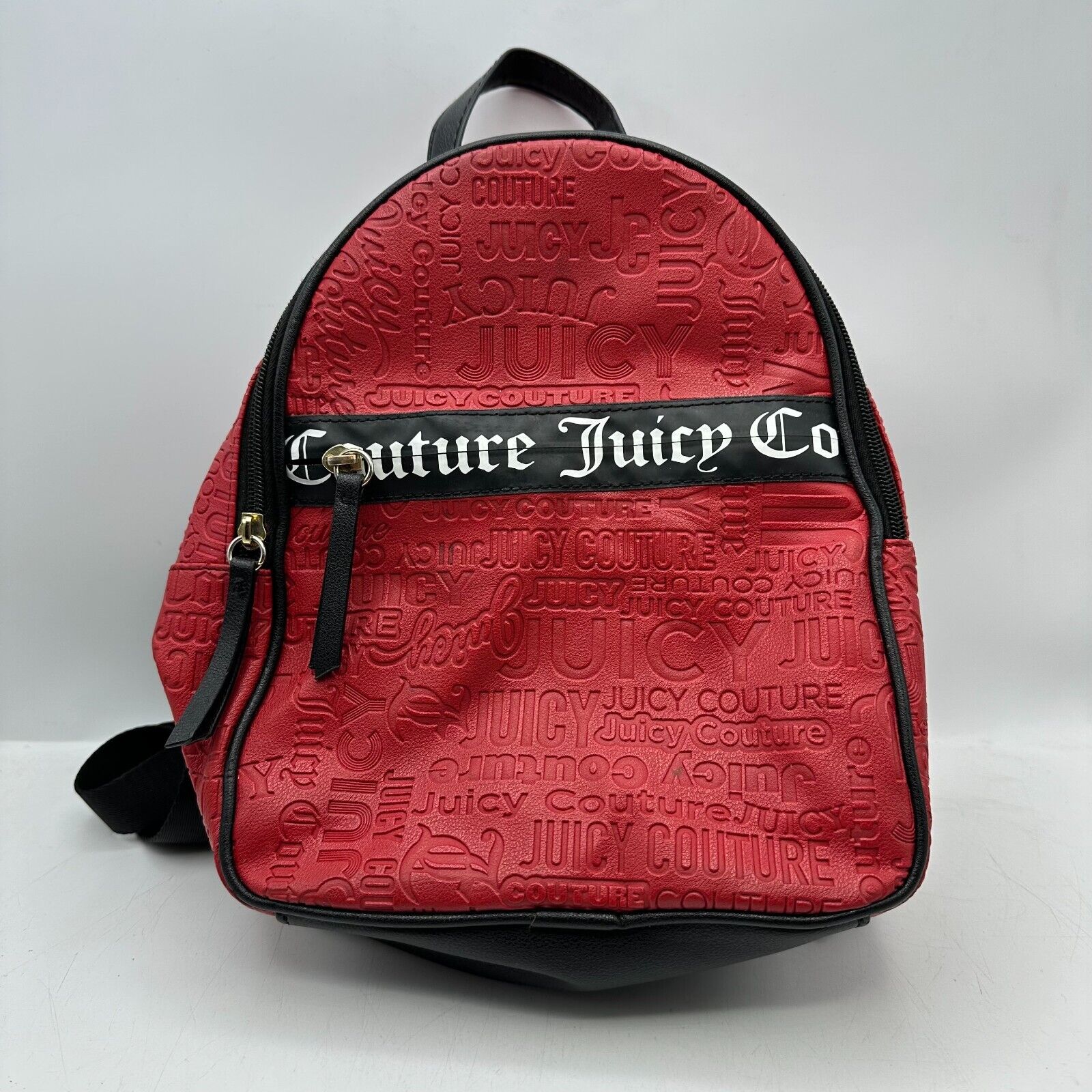 Juicy Couture Red Backpack Ours Zips Say It All Back Pack Travel Bag Purse Carry