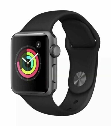 Apple Watch Series 3 38mm Space Gray Aluminum Case with Black Sport Band
