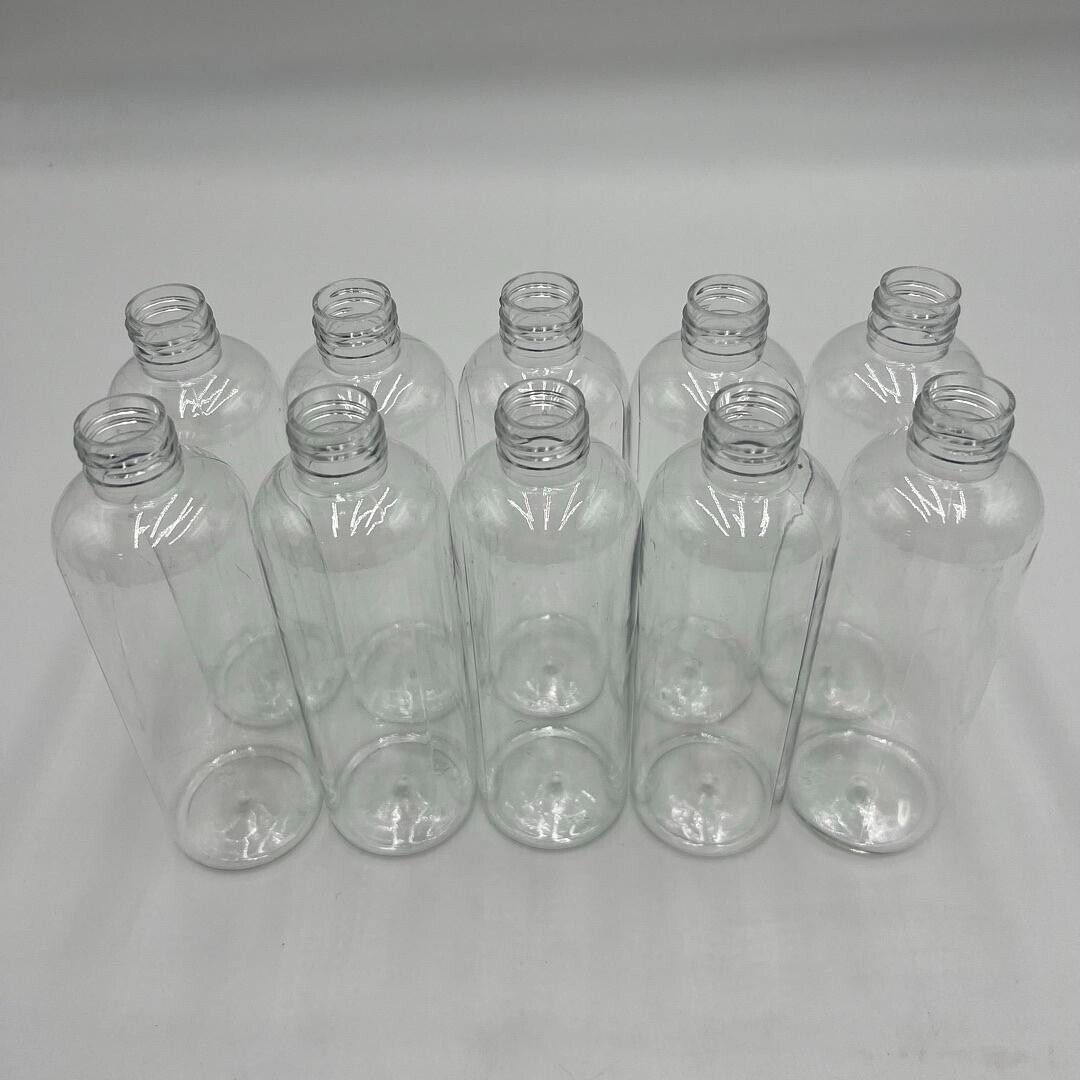 8.4 fl oz Clear PET Plastic Bottles with 24/410 Flip Cap Multi use - 10 Pack